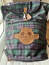 Vintage 90’s Mickey Mouse Clip Closure Backpack Plaid Leather #84167. Rare Find picture