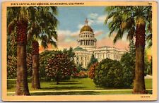 Vintage State Capital and Grounds Sacramento CA California Postcard c1943 picture