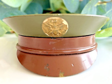 1940s HENRIETTE: FIGURAL MILITARY HAT Powder Compact- Brown & Green HTF WWII picture