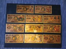 11PCS Japan Anime Pokemon Gold Banknote Cards Pocket Monster Pikachu Collection picture
