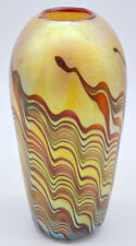 Gold Luster Vase With Red Pulled Feather Design. By Saul Alcaraz. Blown Glass picture