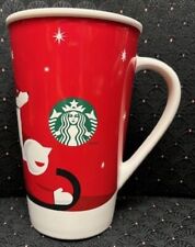 Starbucks 2011 Holiday Mug Coffee Cup - 16oz - Sledding Dog and Child - Red picture