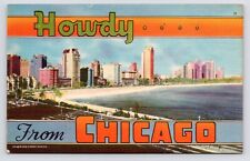 c1940s~Chicago Illinois IL~Skyline~Lake Shore~Large Letter~Souvenir~Vtg Postcard picture