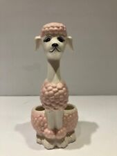 Vintage Poodle Double Lipstick Holder Vanity Dog Figurine 50's Pink picture