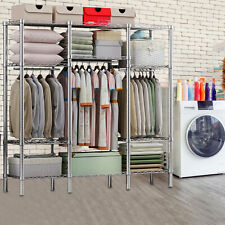 Portable Closet Storage Organizer Wardrobe Clothes Rack Shelving Heavy Duty picture