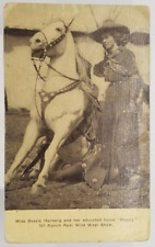 Cowgirl Bessie Herberg & Her Horse Happy Wild West Show Antique c1910 Postcard picture