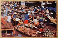 Floating Market Thailand Postcard Tourists Boats Waterway Fruits Vegetables picture