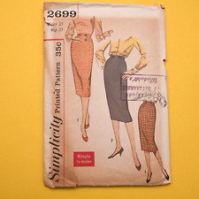 Vintage 1950s Skirt Simple to Make Sewing Pattern - 2699 - Waist 27 - Complete picture