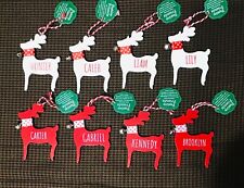 First Name Festive Wooden Reindeer w/Bell Christmas Holiday Ornaments picture