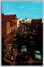 Vtg Hickory NC Downtown Shopping Area Street View Old Cars 1950s Postcard picture