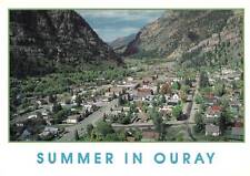 CONTINENTAL SIZE POSTCARD AERIAL VIEW OF THE TOWN OF OURAY COLORADO picture