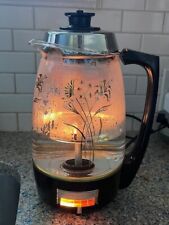 Vintage Proctor Silex Lighted Glass Flowered Coffee Pot - 10 Cups picture