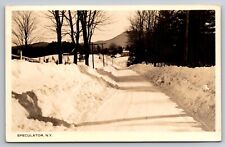 View of Street Snow Storm Speculator New York NY c1930 Real Photo RPPC picture