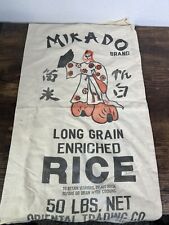 Vintage Mikado  San Francisco CA - 50 Lb Rice Cloth Sack Bag  (14” X 30”) picture