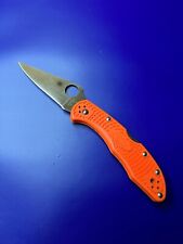 Spyderco Delica 4 FRN Folding Knife Orange Custom Titanium Pocket Clip picture