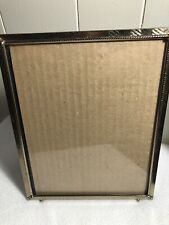 Vintage 8 x 10 Goltone Metal Picture Frame Chevron Design Easel/Hang picture