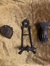 Antique Victorian Lot Of 3 Bronze Brass? Items Memento Mori Box Letter Holder  picture