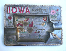Vintage IOWA Metal State Souvenir Coin Trinket Ashtray Made In Japan MCM picture