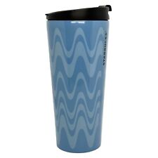 Starbucks Wavy Chevron Blue Waves Stainless Steel Tumbler Mug Cup 16 oz picture