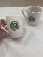 Vintage 2008 Starbucks Coffee Mugs Set Of 2 Mermaid Logo Green & White picture