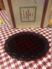 Vintage Avon 1876 Cape Cod Ruby Red Glass Oval Serving Platter Tray 13.5 Inch picture