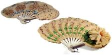 1936 Art Deco American Paper Hand Fan Handmade Pre WWII Lot of TWO picture