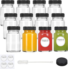 CUCUMI 12pcs 2oz Small Clear Glass Bottles with Lids for Liquids, Wide Black  picture