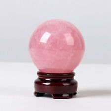 70mm Large Natural Rose Quartz Crystal Sphere Healing Point Stone Ball W/ Stand picture