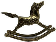 Brass Rocking Horse Figurine Solid Brass Equestrian Decor 7x5in VTG Vintage picture