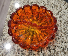 Vintage MCM Viking Art Glass Orange Ashtray Persimmon Large Heavy Scalloped 8.5