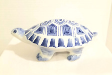 Vintage Blue & White Turtle Twentieth Century Dechang Ceramics Tao Ci Chinese picture