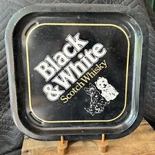 Vintage Black And White Scotch Whisky Scottie Dog Terrier Square Metal Tin Tray picture