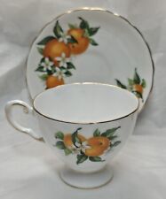 Vintage Teacup And Saucer Set Tuscan Florida Oranges Flowers Bone China England  picture