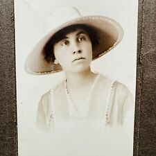 Edwardian Woman Chemise Dress Wide Brim Hat Globe Az Vintage Photograph C 1900s picture