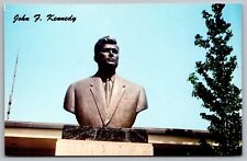 John F Kennedy Bust City Hall Fontana California Historical Statue VTG Postcard picture