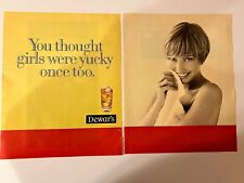 Vtg 1990s Dewar's Scotch Whiskey 2-page Ad with Female Model Holding Towel picture