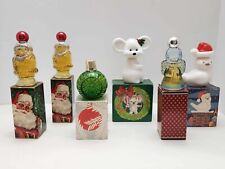 Lot of Six Avon Christmas Themed Cologne Perfume Decanters With Boxes picture