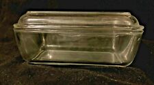 ARC France Clear Glass Refrigerator Dish Ribbed Lid Vintage Made by Arcoroc  picture