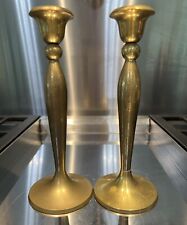 vintage mid century modern Brass Candlestick Holders (2) picture
