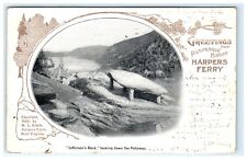 1907 Greetings From Harpers Ferry Jeffersons Rock Potomac West Virginia Postcard picture
