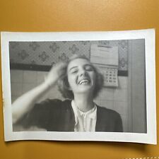 1950s Attractive blonde woman Laughing pretty VINTAGE PHOTO original snapshot picture