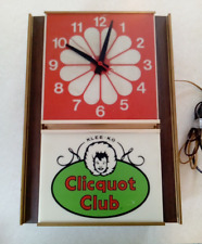 Vintage CLICQUOT CLUB Soda Wall Clock w/ Light Sign 18