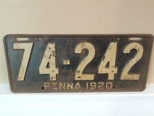Vintage Antique 1920 Pennsylvania License Plate PA. # 74-242 picture