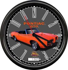 Licensed 1969 Pontica GTO Judge Orange Convertible Retro Vintage Sign Wall Clock picture
