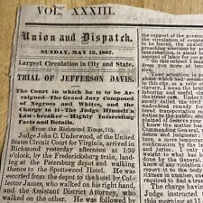1867 Post-Civil War newspaper Clip Nashville Trial Of Jefferson Davis Article picture