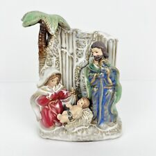 Vintage Nativity Scene Palm Tree Christmas Ceramic Statue 5