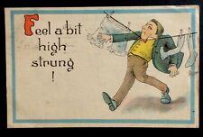 1914 Comic Postcard Man Clothes Line Says Feel A Bit High Strung   picture