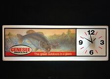 Rare Vintage GENESEE Beer & Ale Fisherman’s Bass Bar Clock Light Sign picture