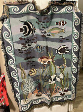 Claire Murray Aquarian Fish Tropical Woven Tapestry Throw Blanket 64