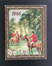 Antique 1946 Pocket-Sized CALENDAR ~ Made In England ~ Huntsmen On Horses & Dogs picture